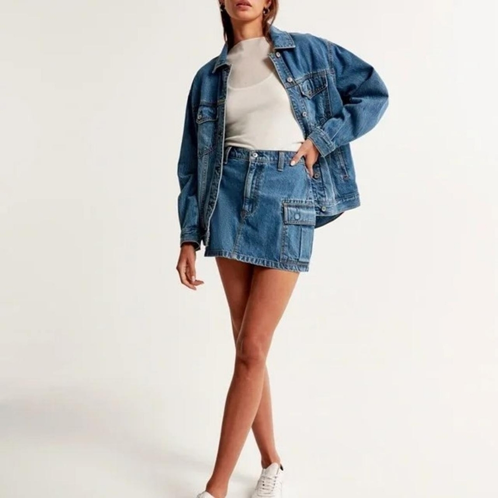 Abercrombie Light Denim‎ Cargo Pocket Mini Skirt